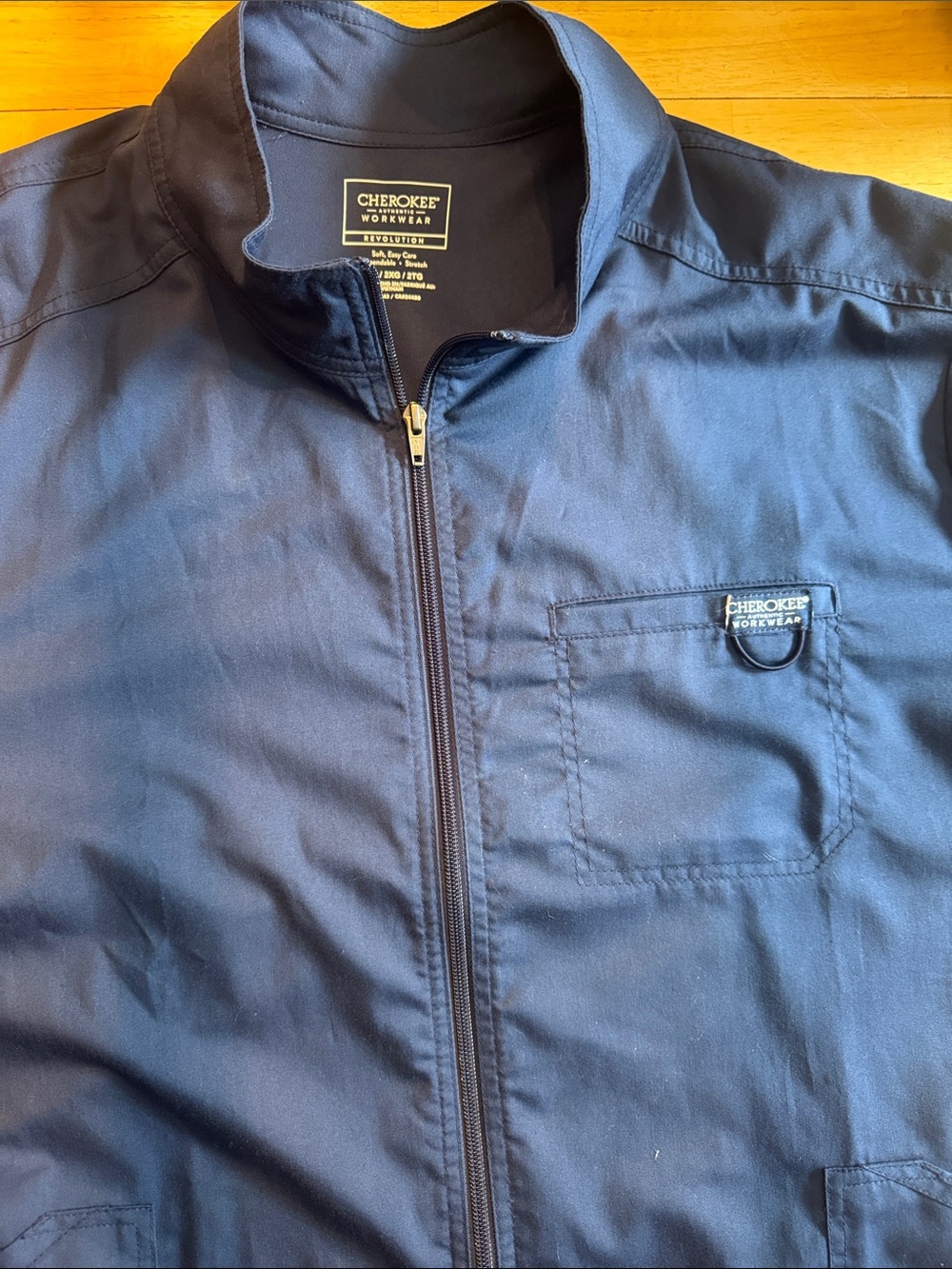 Cherokee Navy Blue Lightweight Zip-Front Work Shirt Jacket